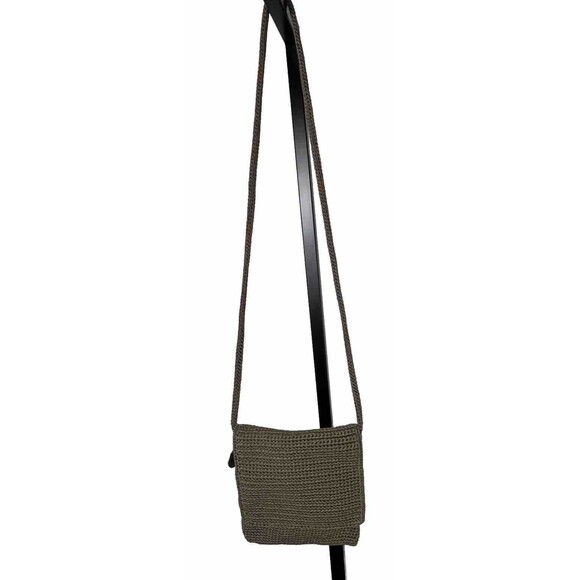 The Sak Bag Crossbody Crochet Purse Zip Close Pocket Logo Charm Brown Boho Hippy - Picture 2 of 8